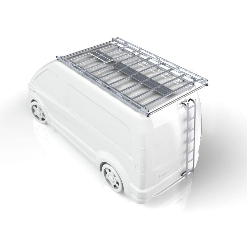 Welded-aluminium roof rack (with roller, spoiler) and ladder on right rear door