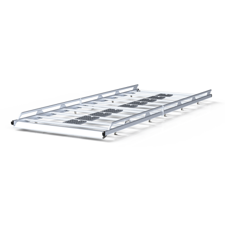 Welded-aluminium roof rack (with roller, spoiler, platform) and ladder on right rear door