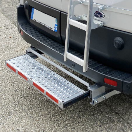 Sliding galvanised-steel step, Grip-type, for vehicle without towbar